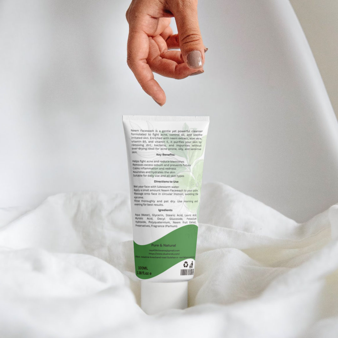 Neem Face Wash 100 ml | Anti-Acne, Oil Control, Gentle Cleanser with Aloe Vera & Vitamin B5