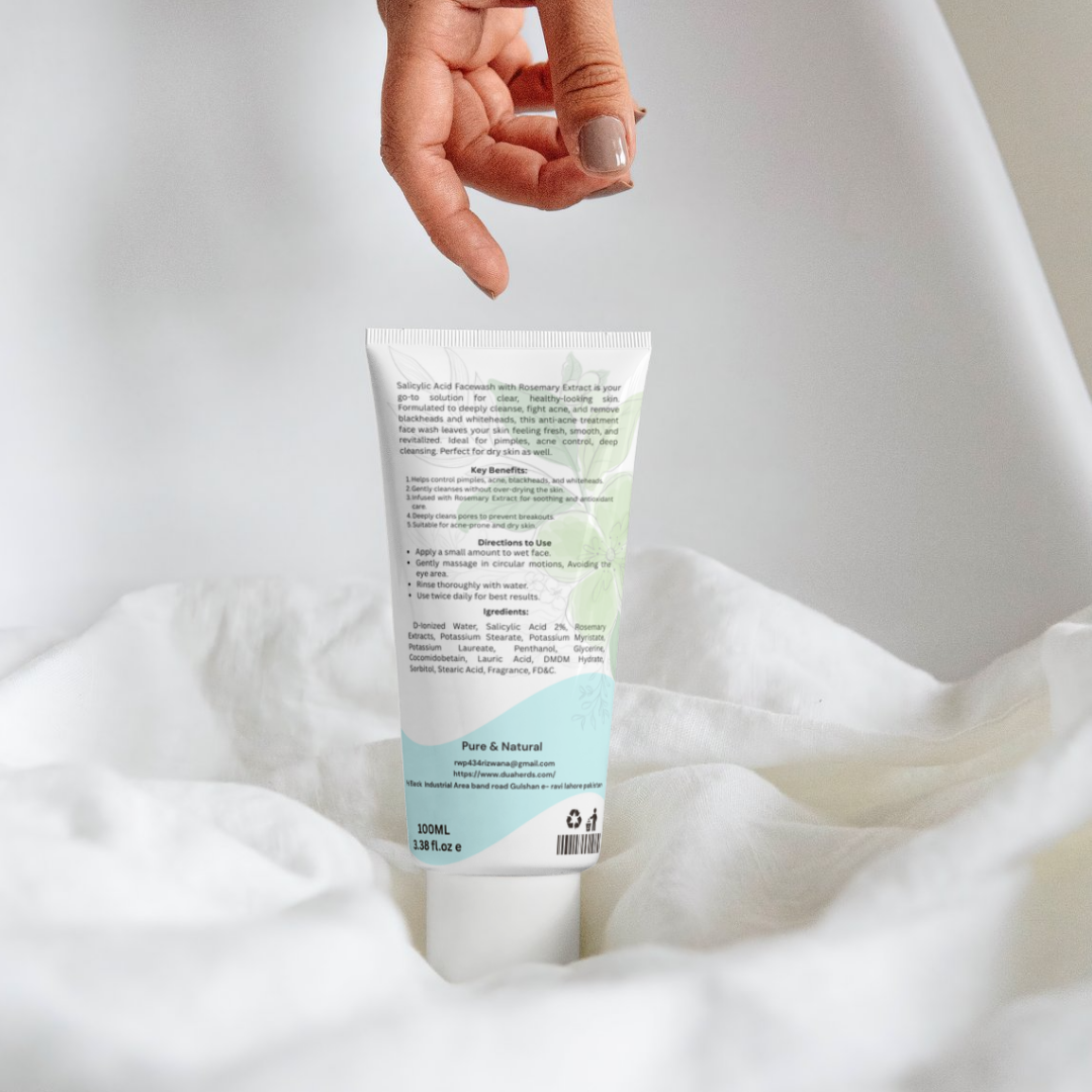 Salicylic Acid Facewash with Rosemary Extract 100 ml | Anti Acne Treatment Face wash | Best Face wash for Pimples & Acne | For Deep Cleansing