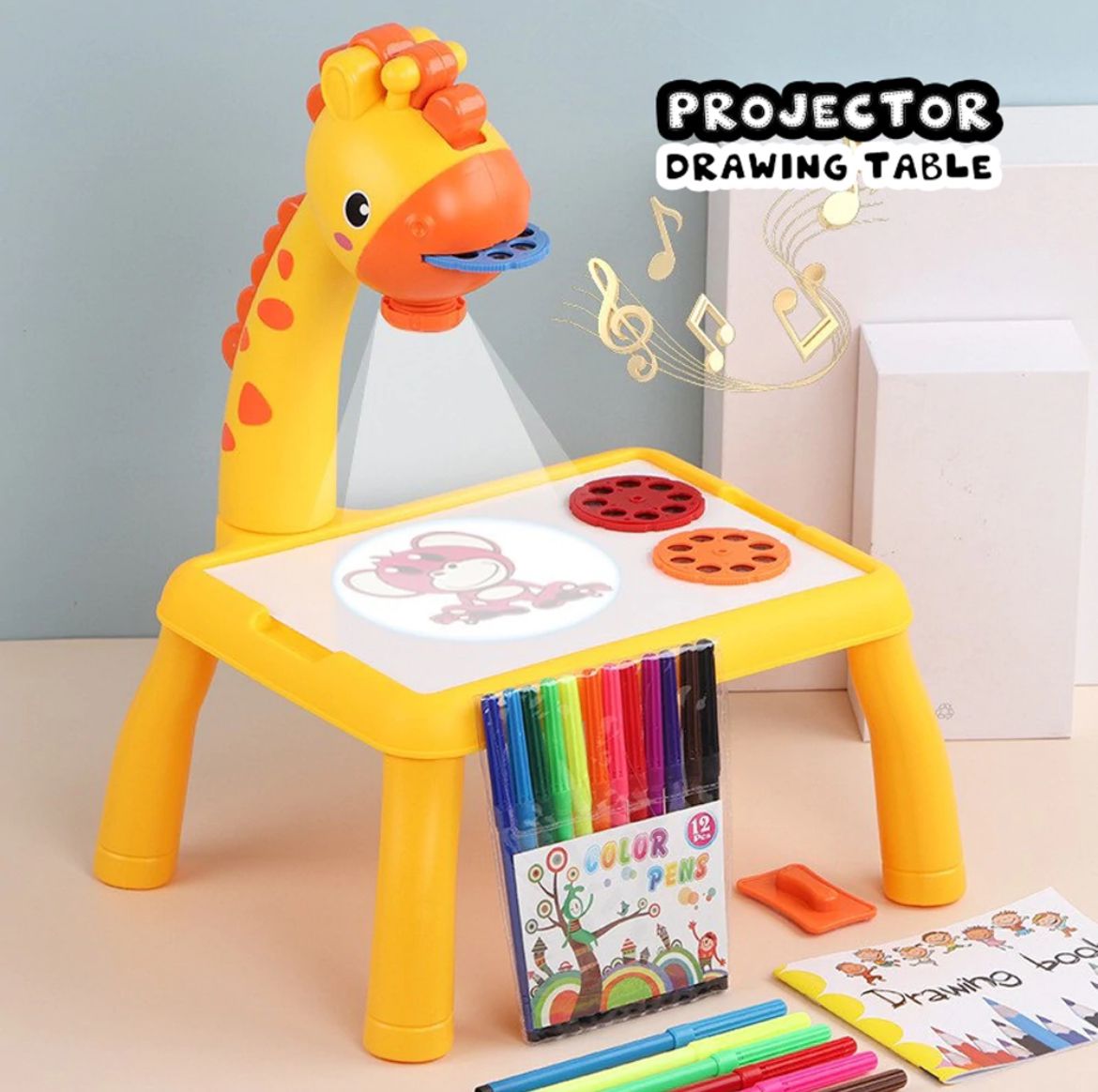 Giraffe Small Size Art Drawing Board Leds Projector Light Toy Children Kids Painting Table Small Desk (with Box Packing)(random Color)
